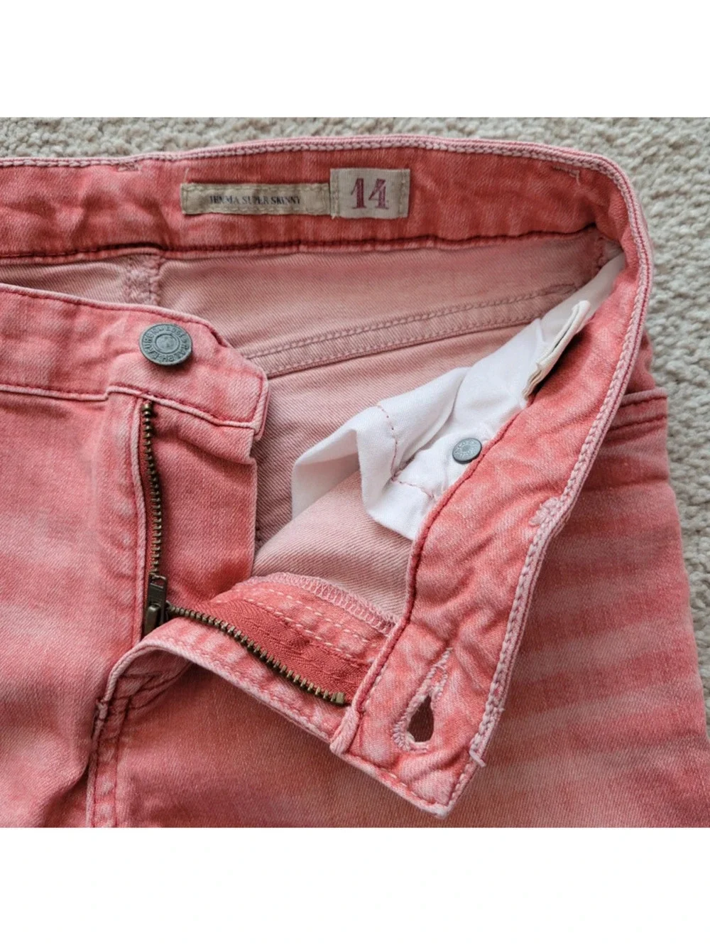 POLO Ralph Lauren Jemma Super Skinny Jeans Girls 14 Reddish Pink Stretch Denim